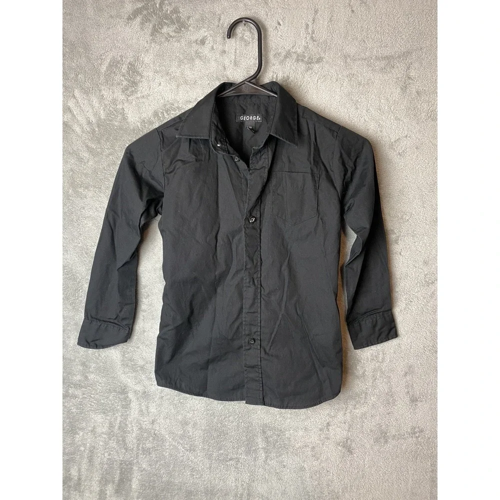 George Boys S Black Dress Shirt Long Sleeve